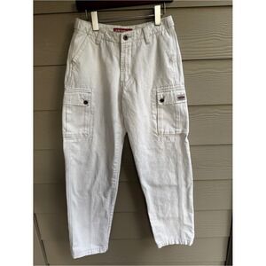 Unionbay Cargo Pants Size 8  White Utility Straight Leg Y2K Multi Pocket baggy